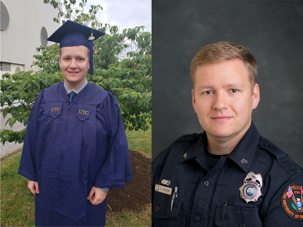 Kyle Botica, a corporal in the investigations division, graduated with an online bachelor’s in criminal justice from UT Chattanooga.