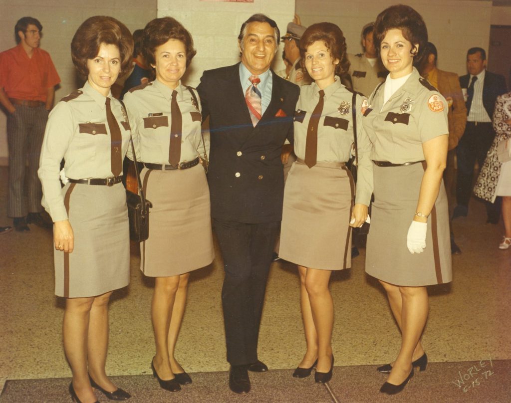 UTPD women officers circa 1972 with actor and singer Danny Thomas