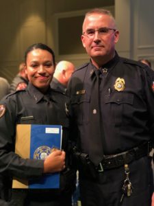 UTPD Officer Alexa Stephenson with UTPD Chief Troy Lane