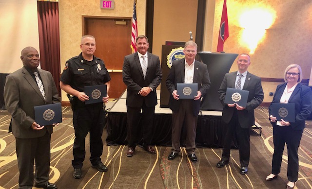 UTPD Chief Troy Lane is pictured with other Leadership Certificate Award recipients