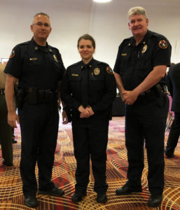 Deputy Chief Simerly at her Command School graduation with UTPD Chief Lane (left) and Deputy Chief Jeff Severs.