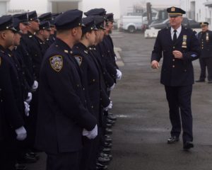 Sean Patterson gives orders to NYPD officers.
