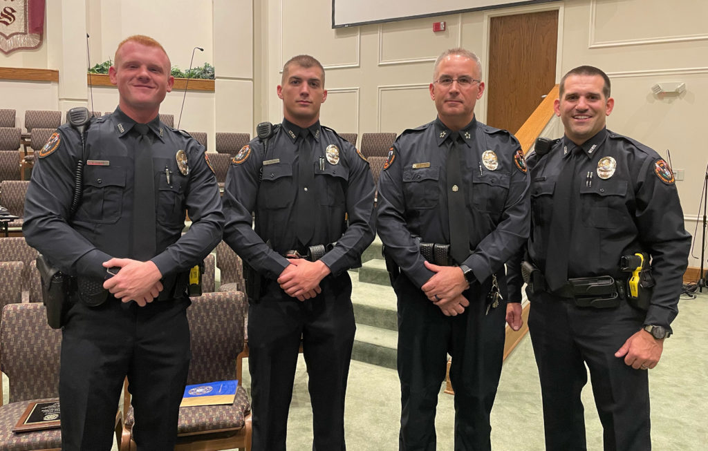 From left: Officer Andrew Zeigler, Officer Ryan Collins, Chief Troy Lane, Officer Nick Swarthout